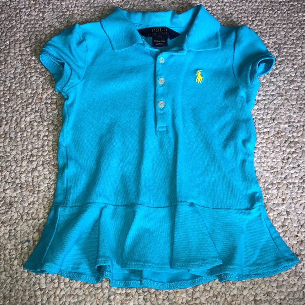 💛💙Blue Ralph Lauren ruffle Trim polo💙💛